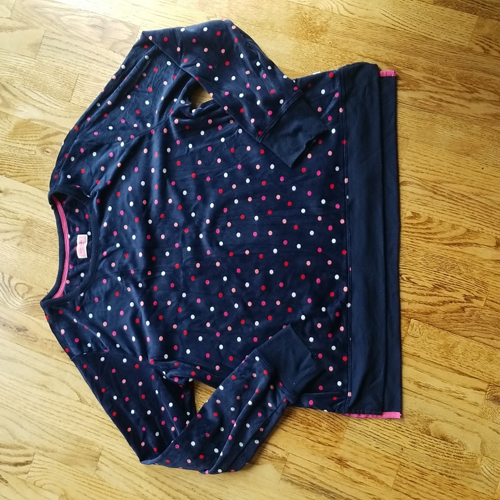(L) Kate Spade Polka Dot Fuzzy Cozy Plush Sleepwear Seasonal Colorful Casual
